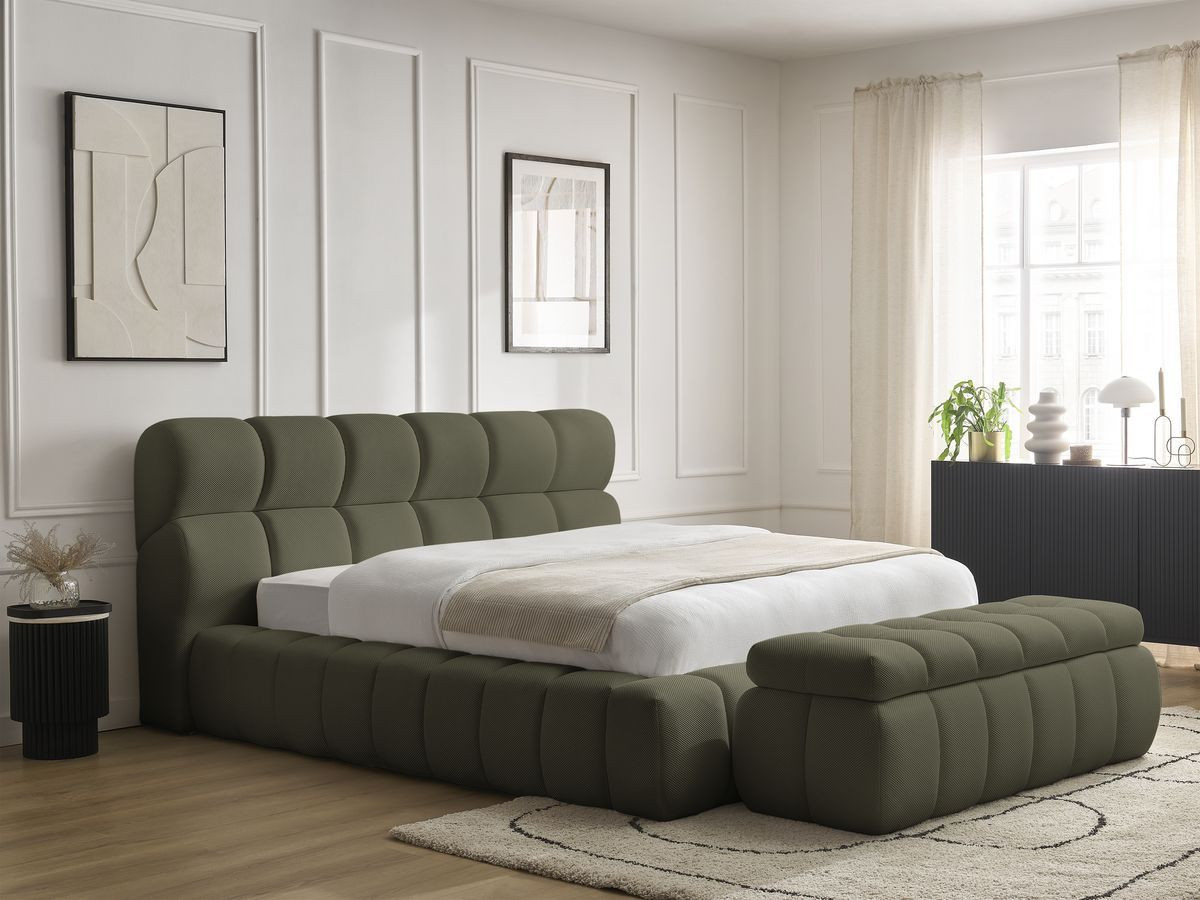 Lit coffre MONT-BLANC + Bout de lit MONT-BLANC mesh vert 140x190 + bout de lit — vue 5