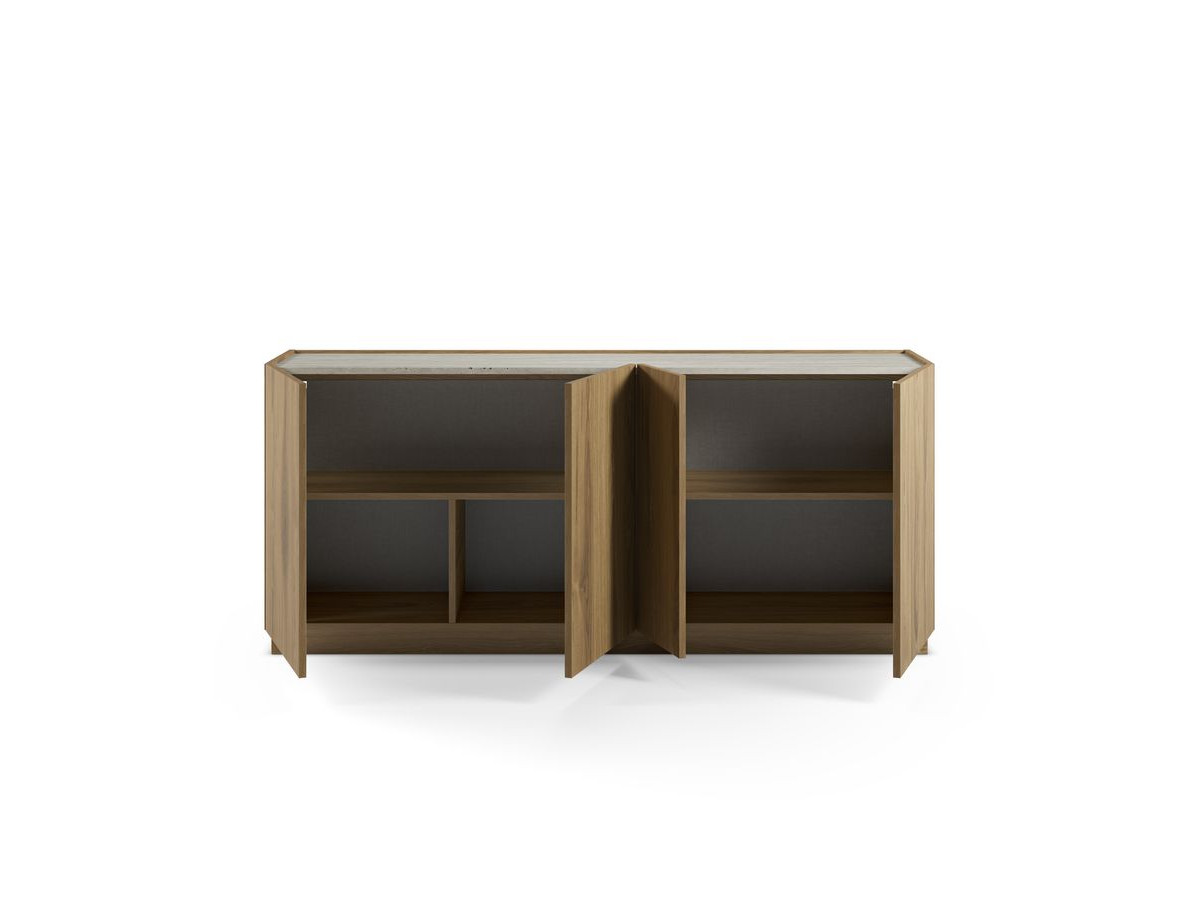 MARION 4-deurs dressoir 180 cm eiken en travertijn effect