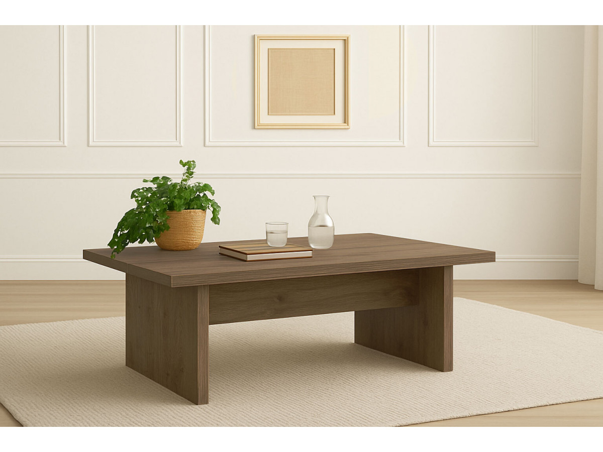 Table basse 120 cm LOANA effet bois marron foncé