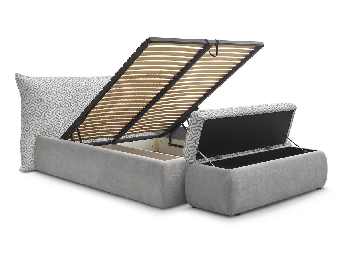 JADE opbergbed in grafische stof + JADE voeteneind Limited Edition