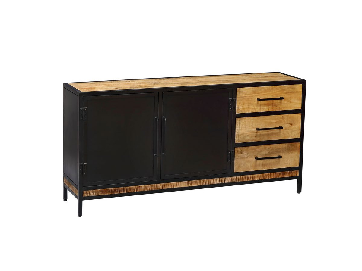 BEAUBOURG Set met 160 cm dressoir + mangohouten boekenkast