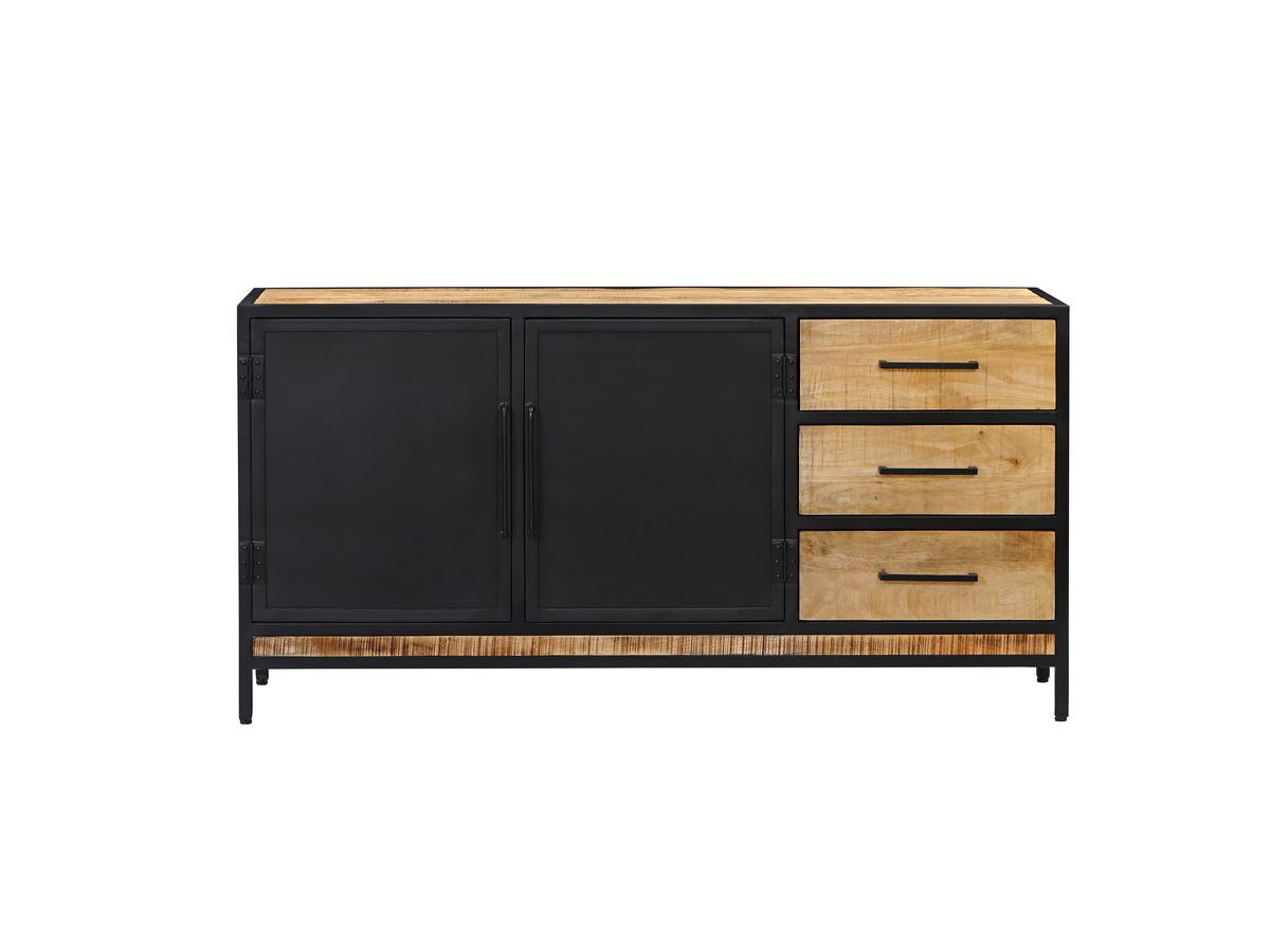 BEAUBOURG Set met 160 cm dressoir + mangohouten boekenkast
