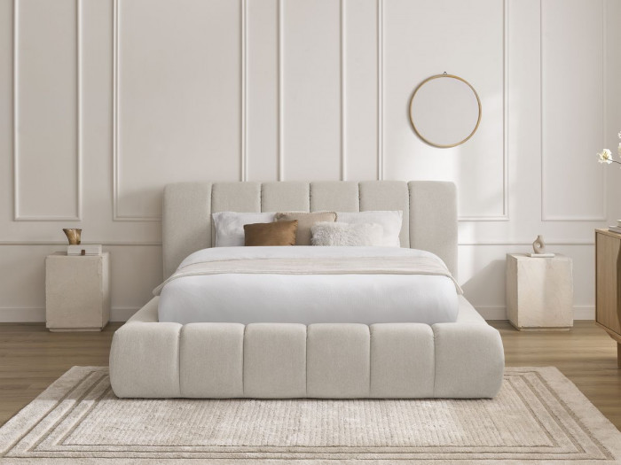 Lit coffre DENALI tissu lisse