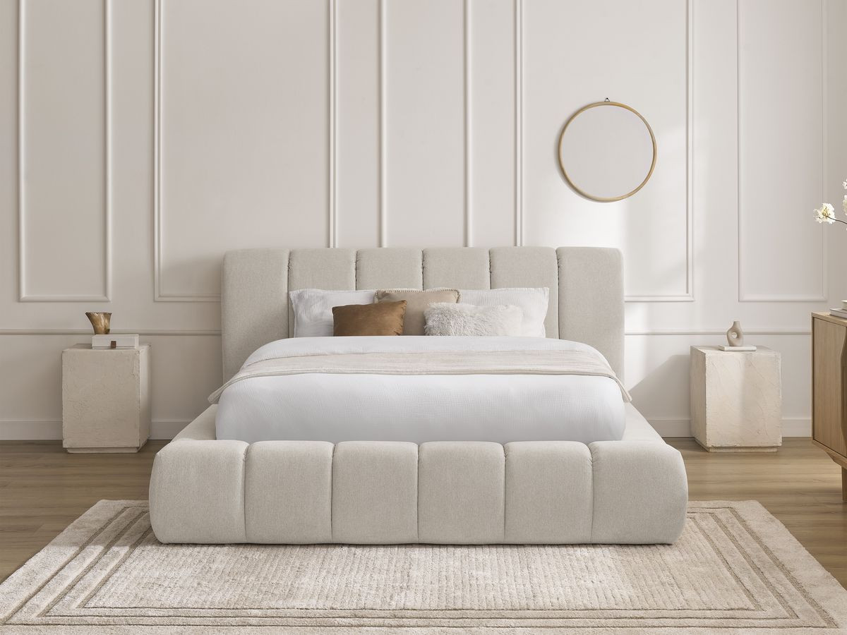 Lit coffre DENALI tissu lisse