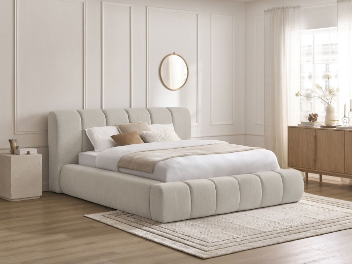 Lit coffre DENALI tissu lisse