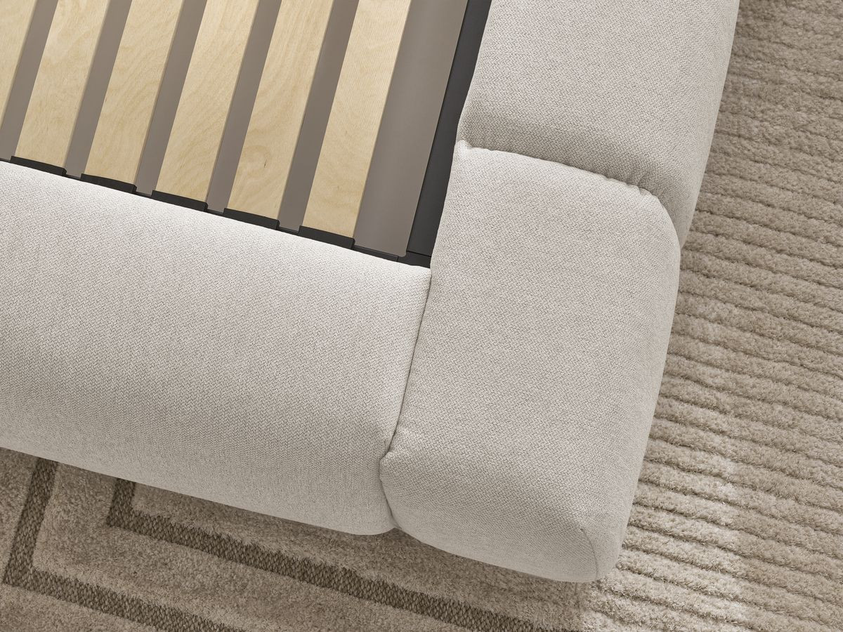 Canapé d'angle fixe EVEREST tissu chiné - Orange - Angle droit - 10 coussins