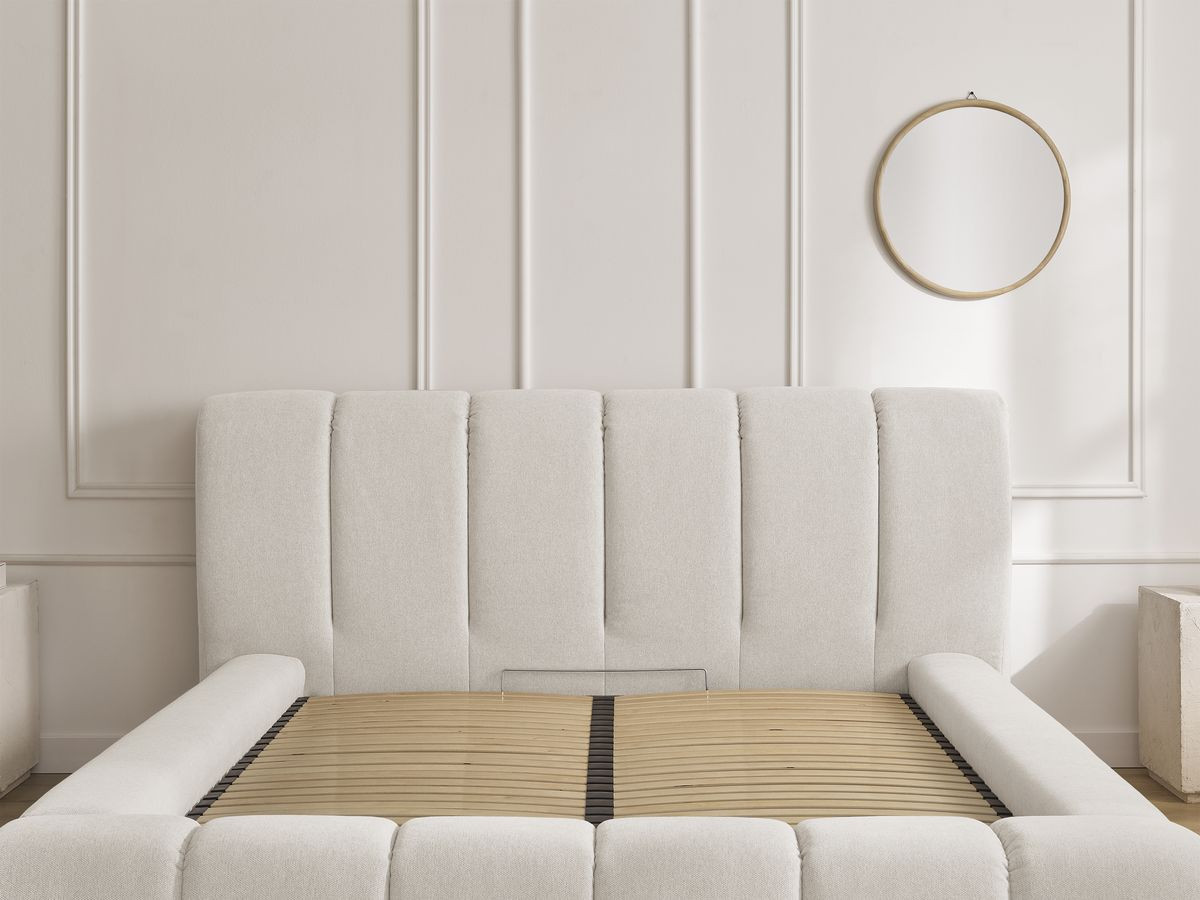 Canapé d'angle fixe EVEREST tissu chiné - Orange - Angle droit - 10 coussins