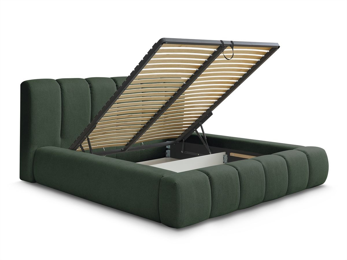 Lit coffre DENALI tissu lisse