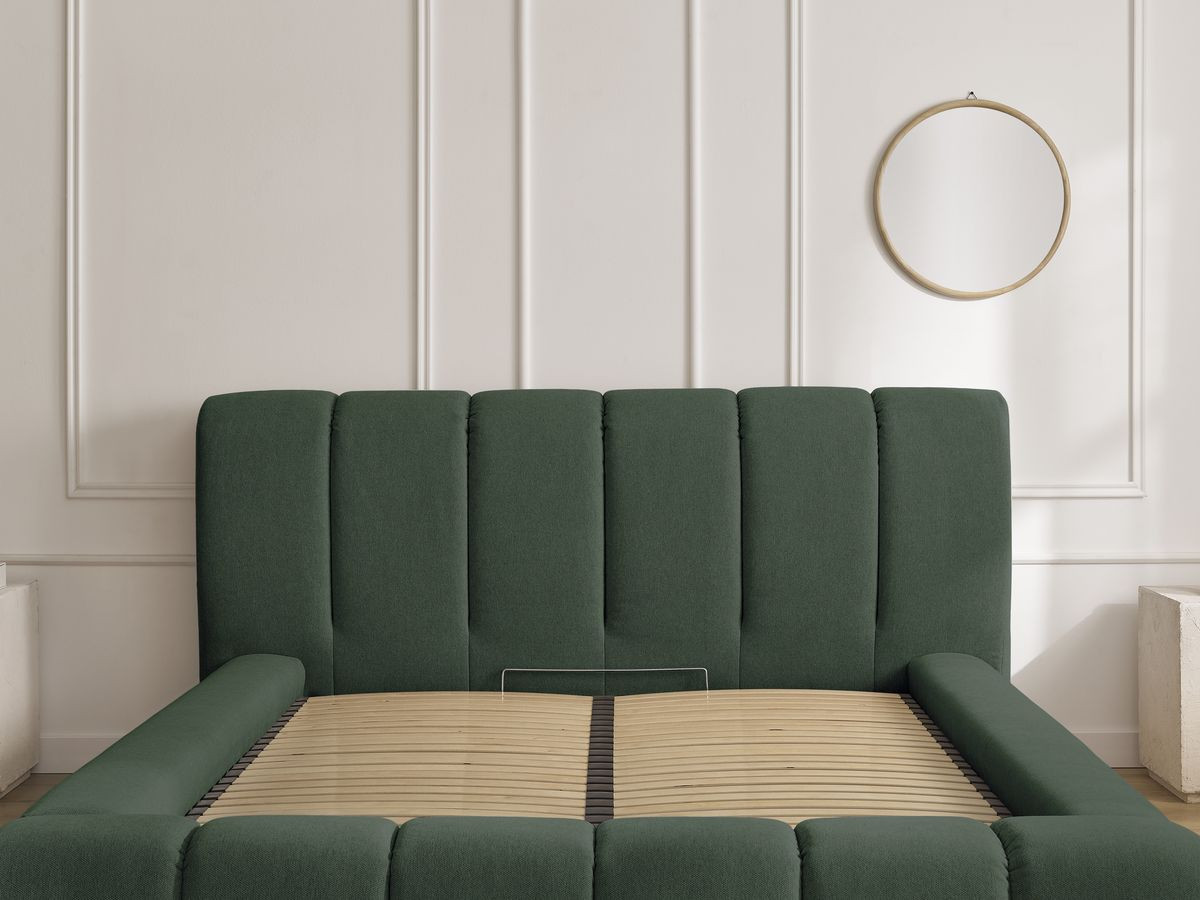 Lit coffre DENALI tissu lisse