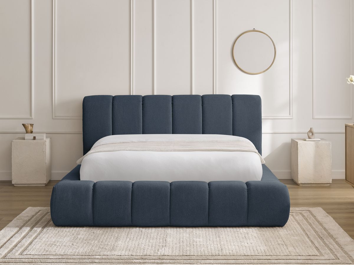 Lit coffre DENALI tissu lisse