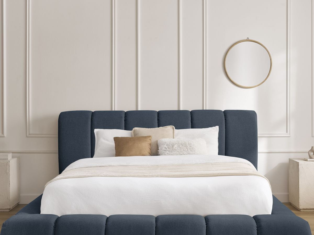 Lit coffre DENALI tissu lisse