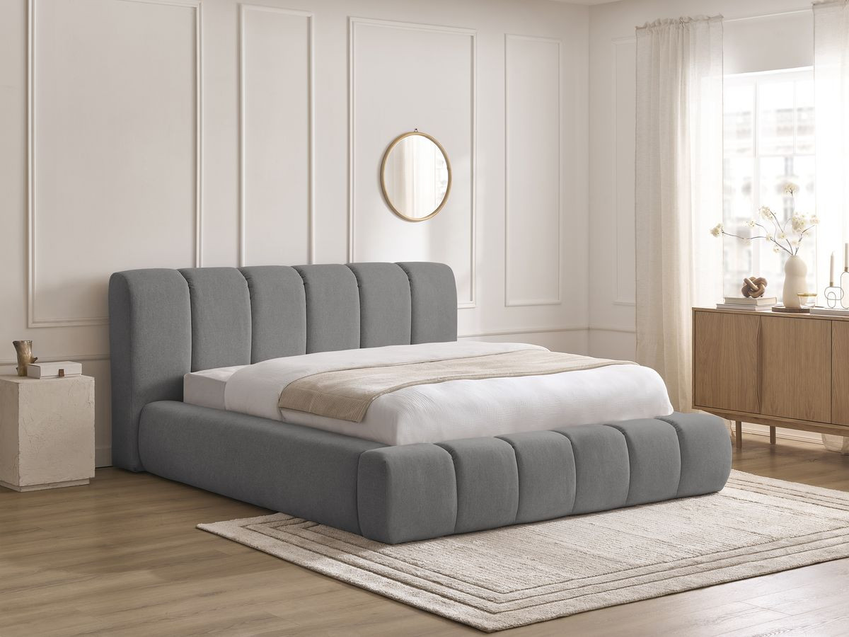Lit coffre DENALI tissu lisse