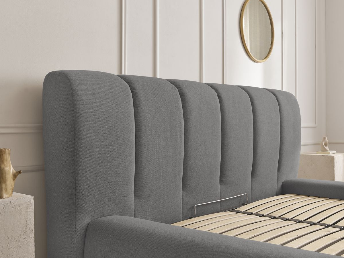 Lit coffre DENALI tissu lisse