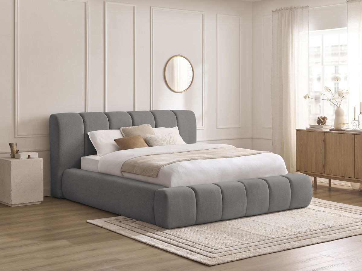 Lit coffre DENALI tissu lisse