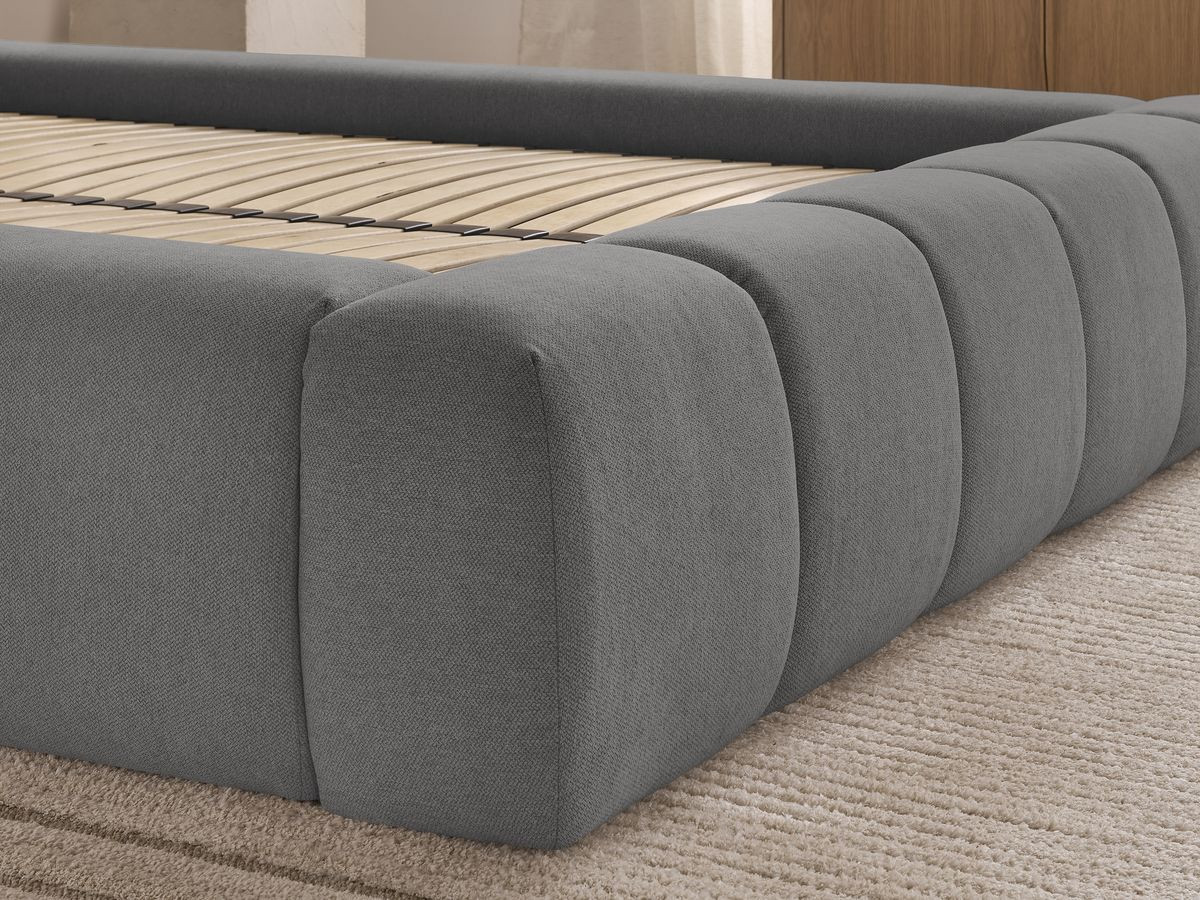 Lit coffre DENALI tissu lisse