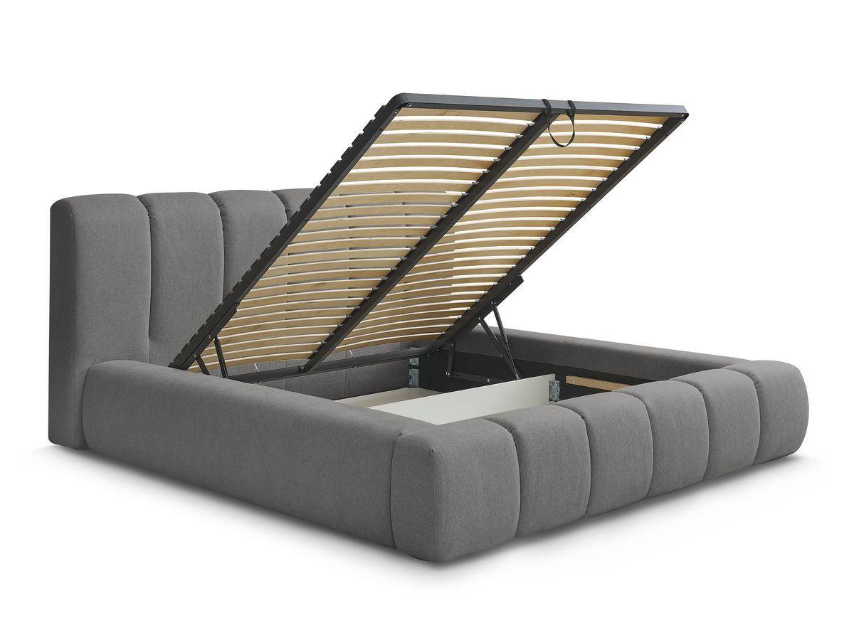 Lit coffre DENALI tissu lisse
