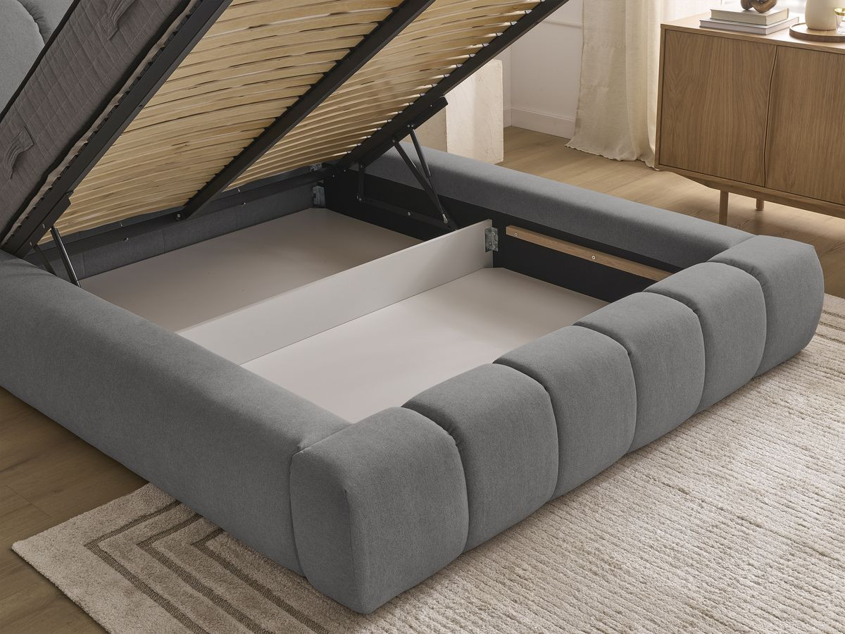 Lit coffre DENALI tissu lisse