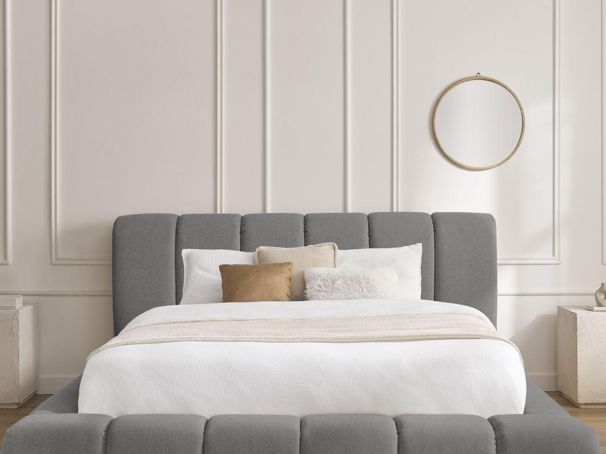Lit coffre DENALI tissu lisse