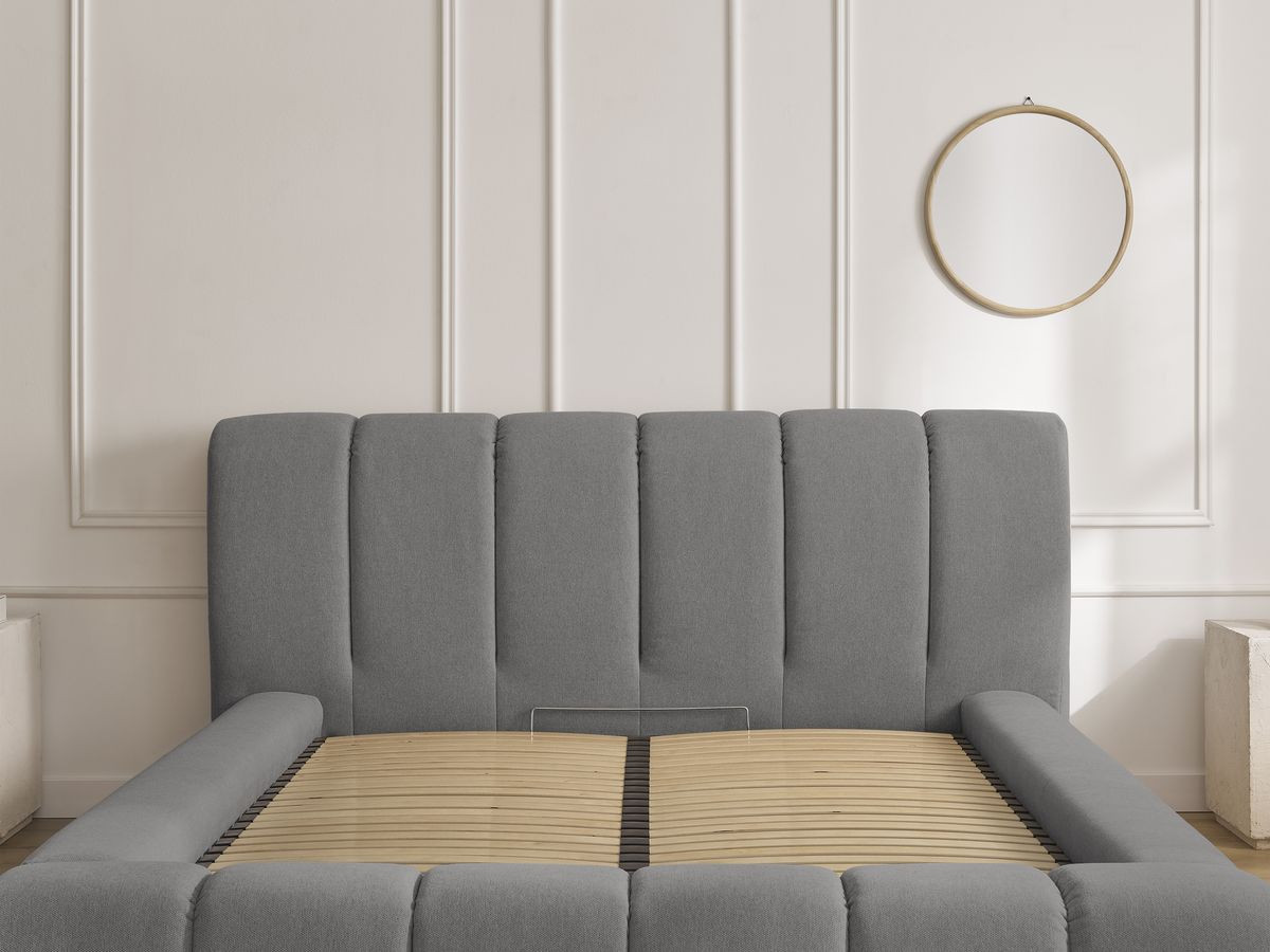 Lit coffre DENALI tissu lisse