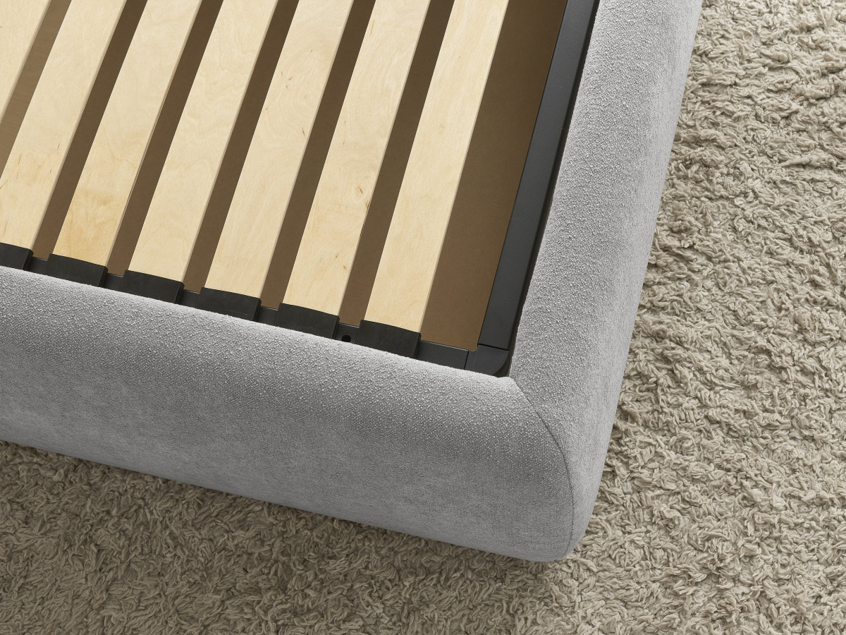 Lit coffre JADE Edition Limitée avec tête de lit effet oreiller tissu graphique