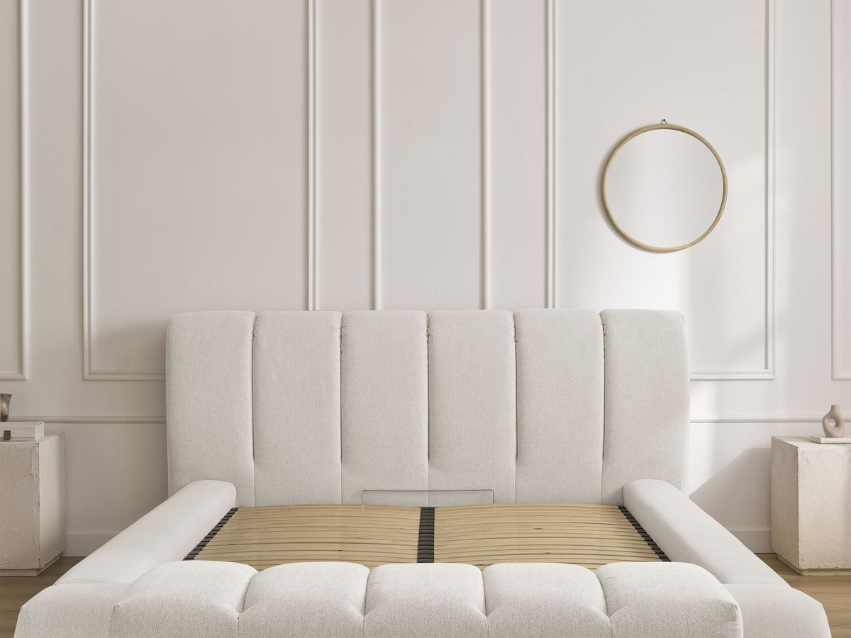 Canapé d'angle fixe EVEREST tissu chiné - Orange - Angle droit - 10 coussins