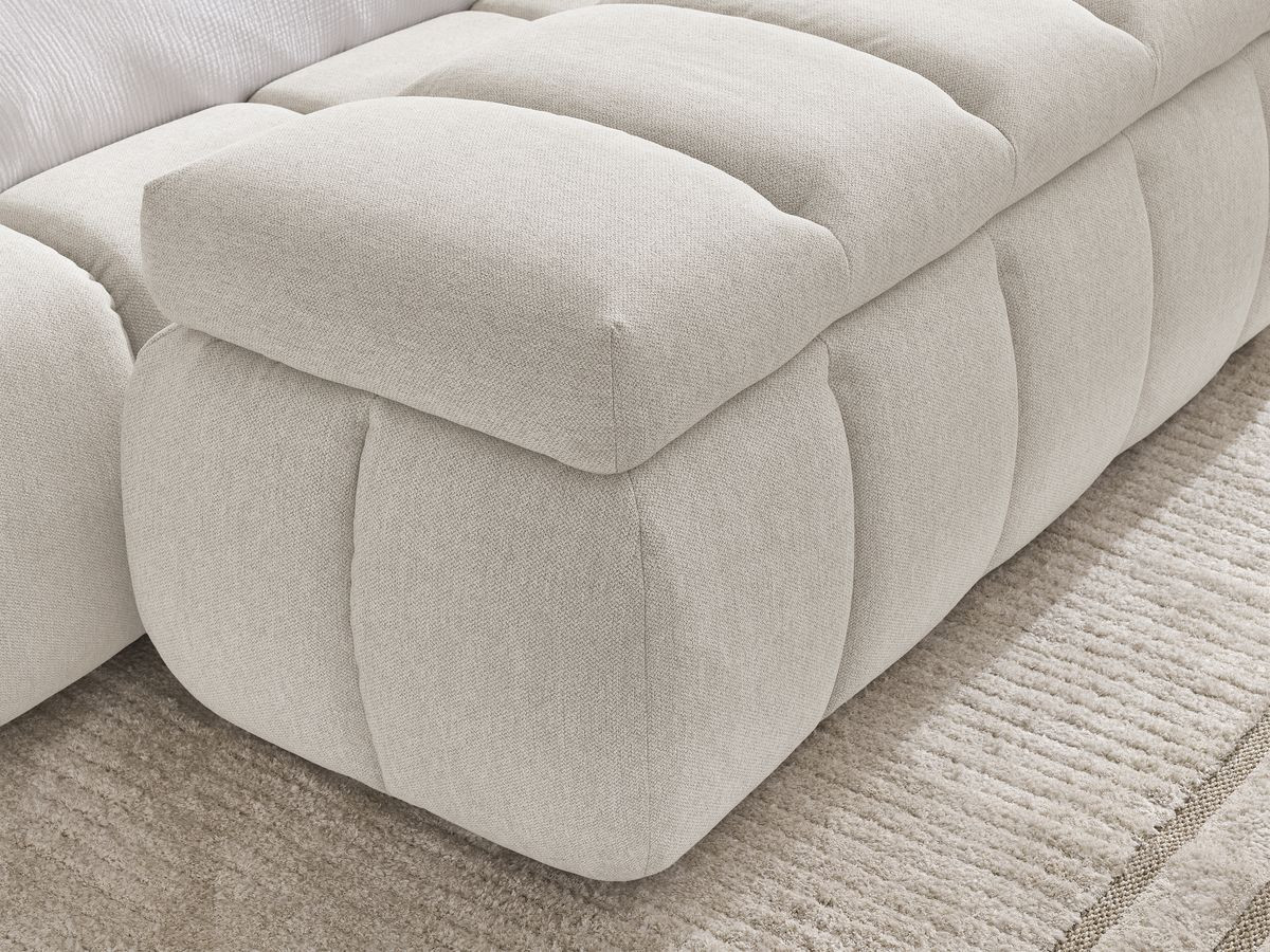 Canapé d'angle fixe EVEREST tissu chiné - Orange - Angle droit - 10 coussins