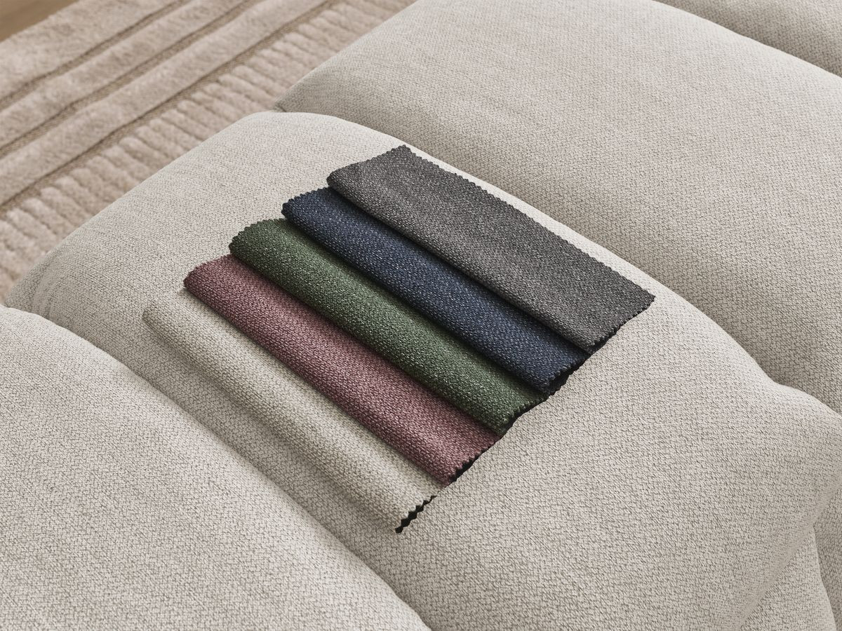 Canapé d'angle fixe EVEREST tissu chiné - Orange - Angle droit - 10 coussins