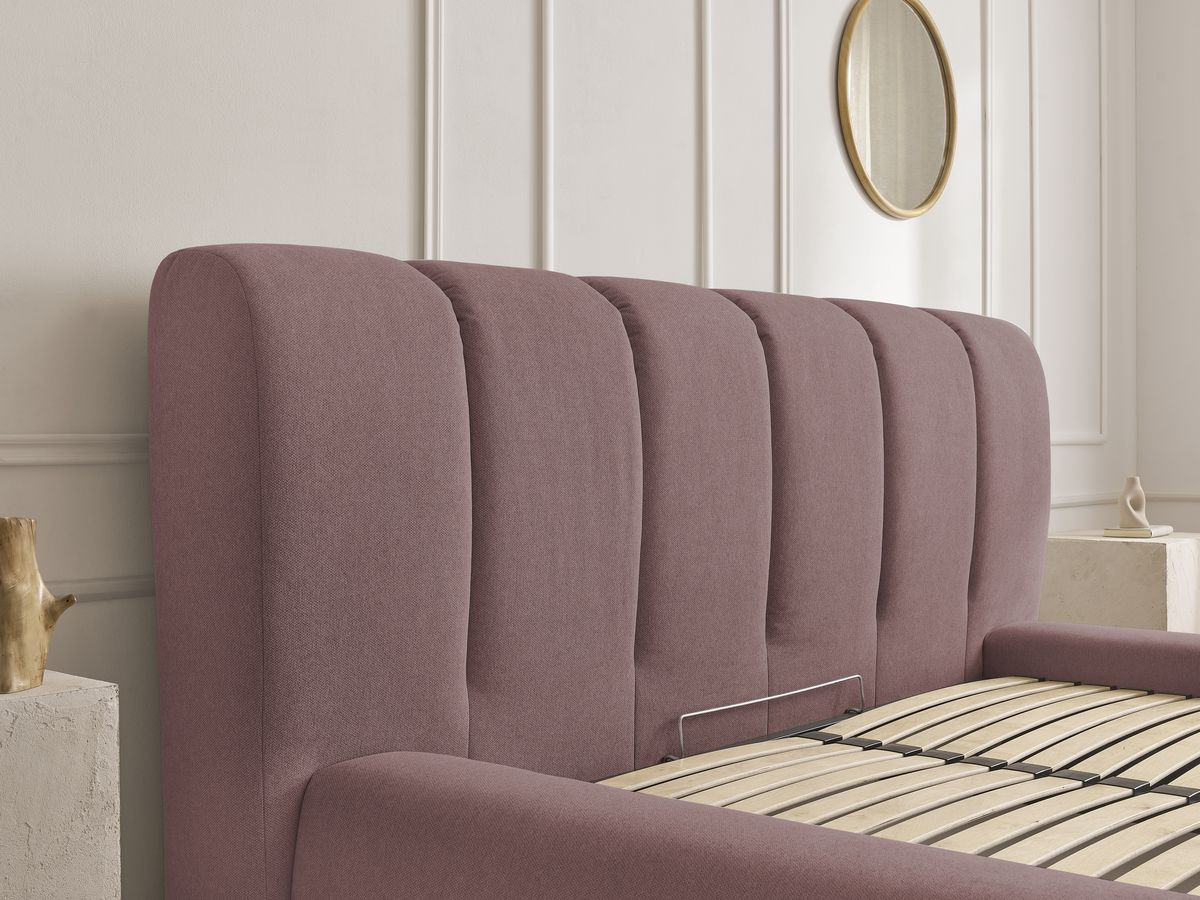 Lit coffre DENALI tissu lisse + Bout de lit DENALI