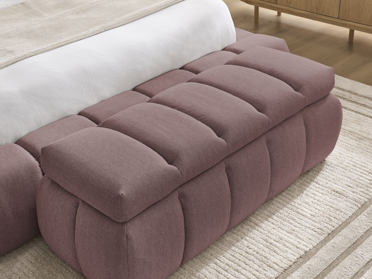 Lit coffre DENALI tissu lisse + Bout de lit DENALI