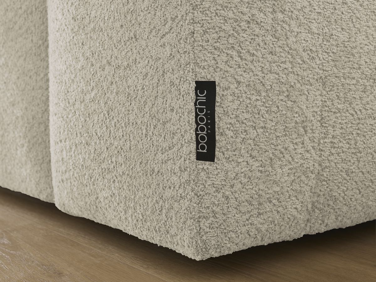 Canapé d'angle réversible ANAKIN tissu bouclette avec pouf