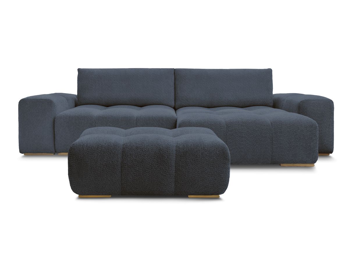 Canapé d'angle réversible ANAKIN tissu bouclette avec pouf