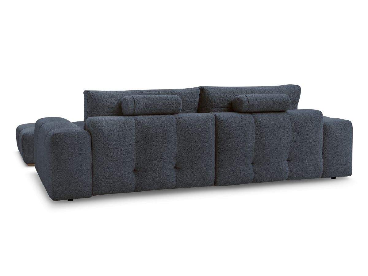 Canapé d'angle réversible ANAKIN tissu bouclette avec pouf