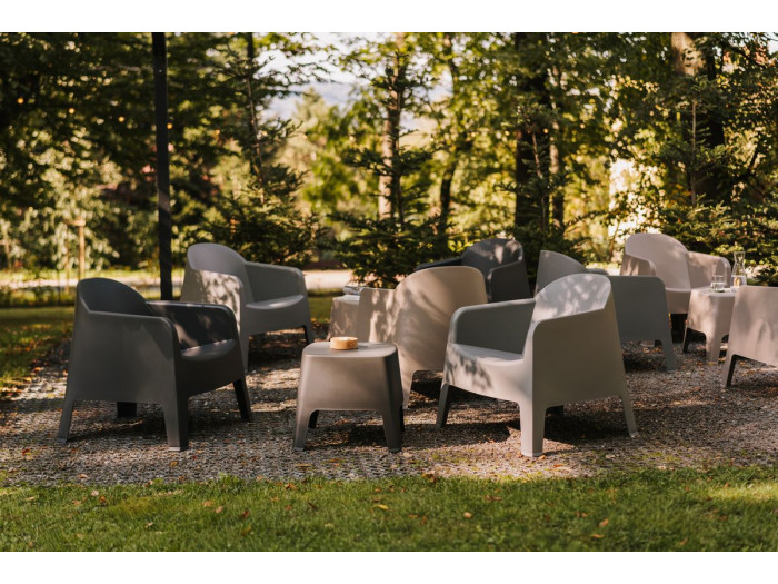 Salon de jardin MILOS avec table basse carrée 49 cm + 2 fauteuils