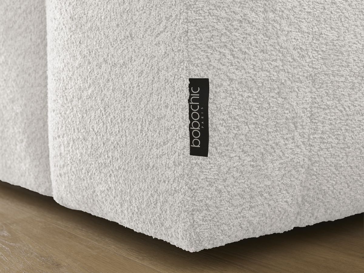 Canapé droit fixe 3 places ANAKIN tissu bouclette avec pouf