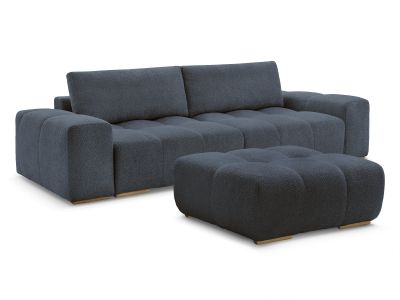 Canapé droit fixe 3 places ANAKIN tissu bouclette avec pouf