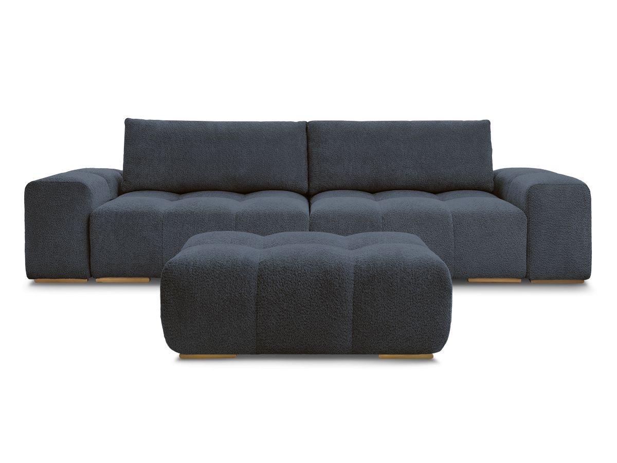 Canapé droit fixe 3 places ANAKIN tissu bouclette avec pouf