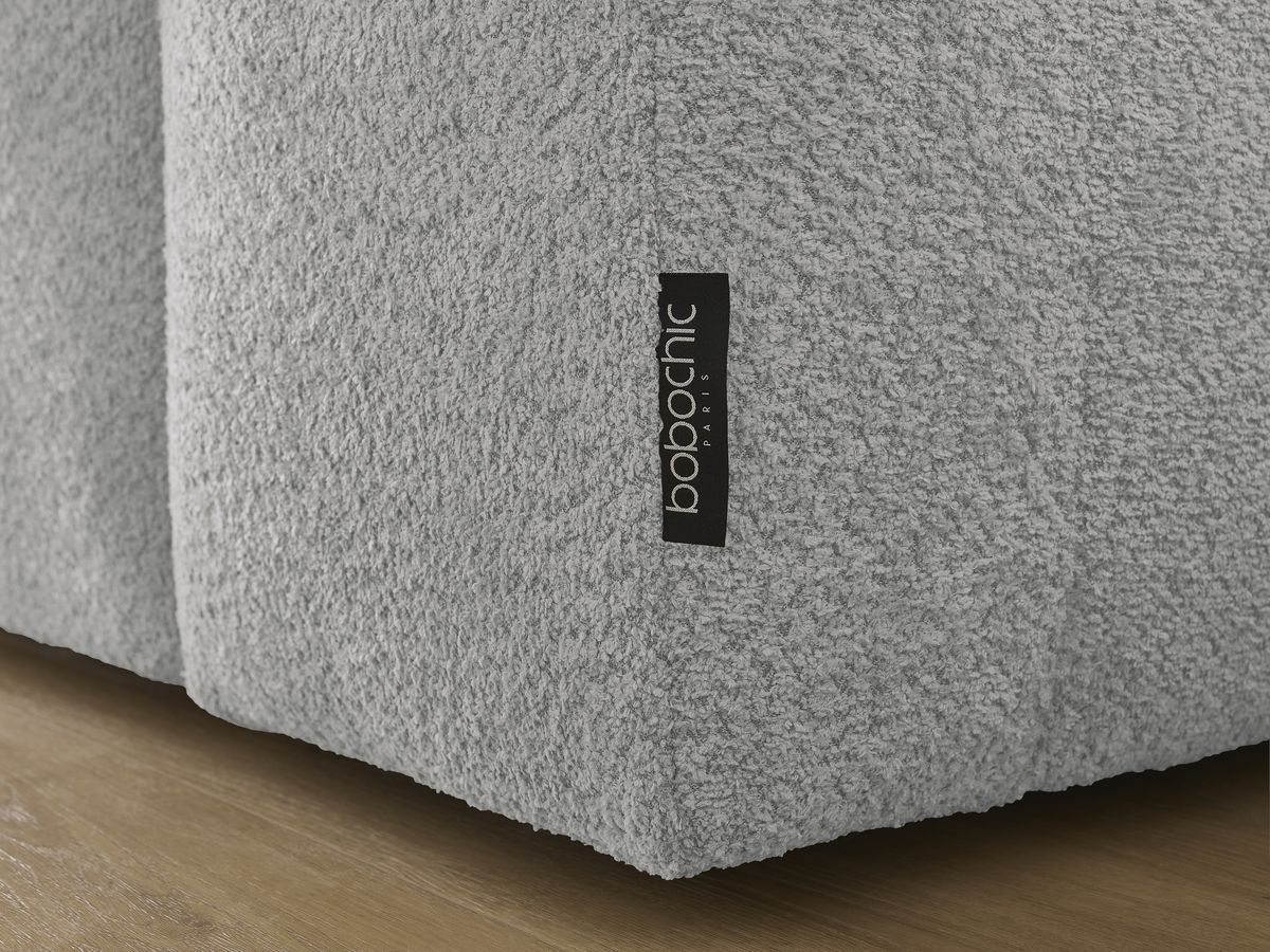 Canapé droit fixe 3 places ANAKIN tissu bouclette avec pouf