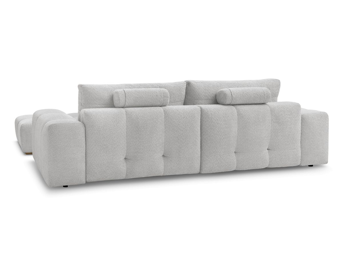 Canapé droit fixe 3 places ANAKIN tissu bouclette avec pouf