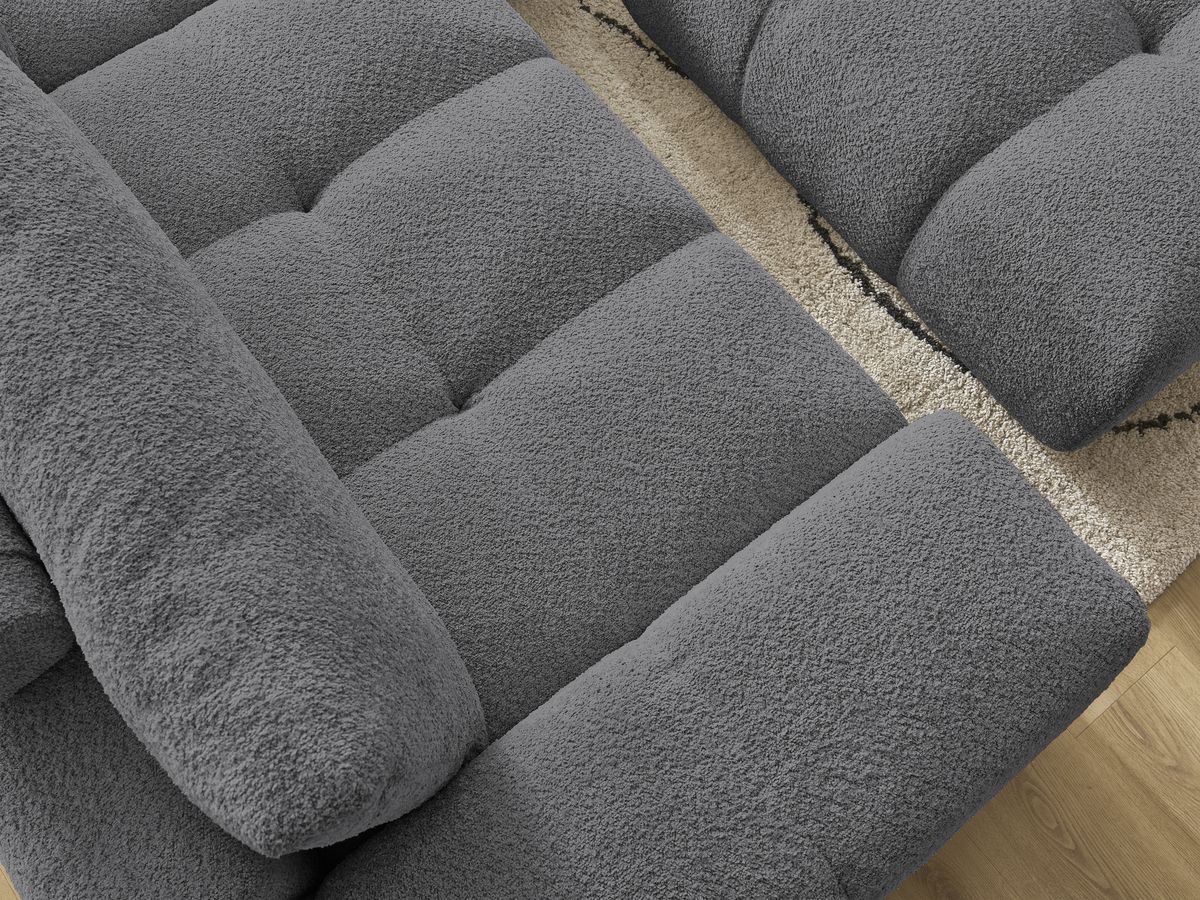 Canapé droit fixe 3 places ANAKIN tissu bouclette avec pouf