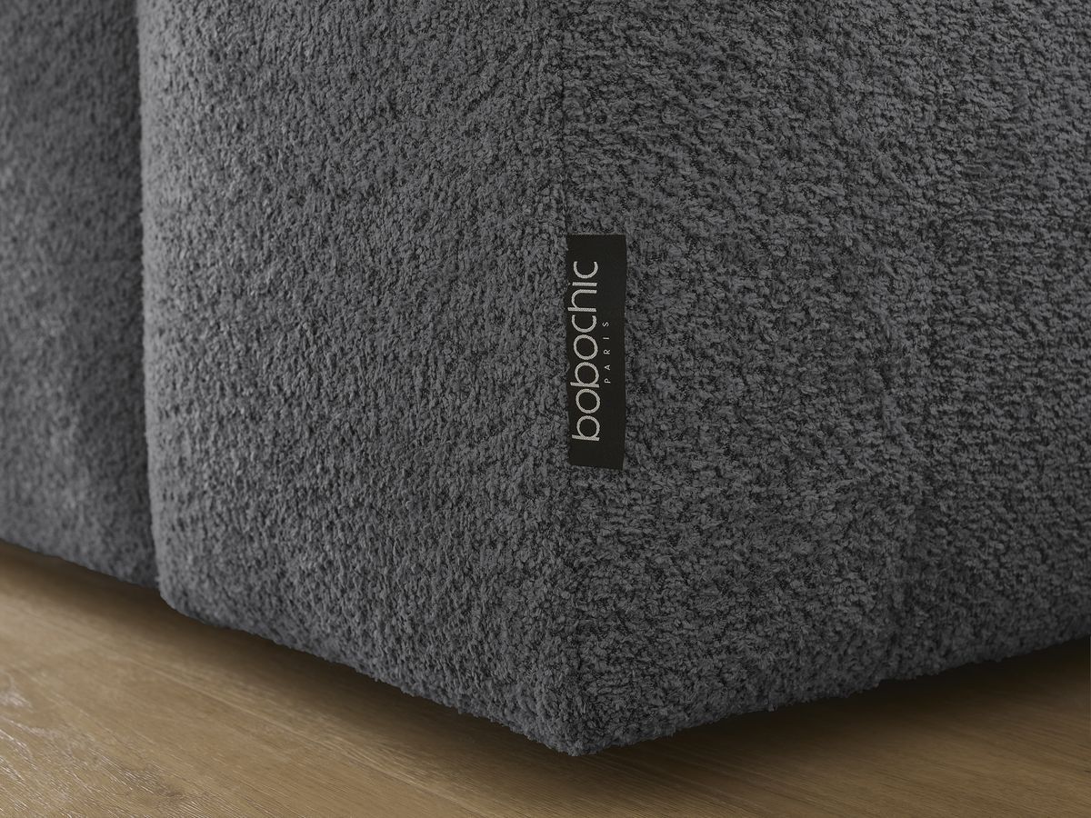 Canapé droit fixe 3 places ANAKIN tissu bouclette avec pouf