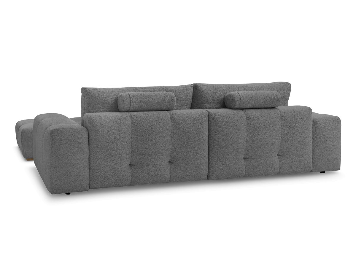 Canapé droit fixe 3 places ANAKIN tissu bouclette avec pouf