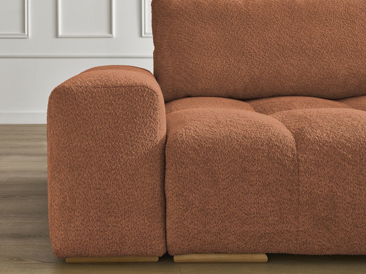 Canapé droit fixe 3 places ANAKIN tissu bouclette avec pouf