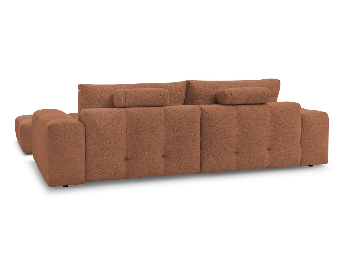 Canapé droit fixe 3 places ANAKIN tissu bouclette avec pouf