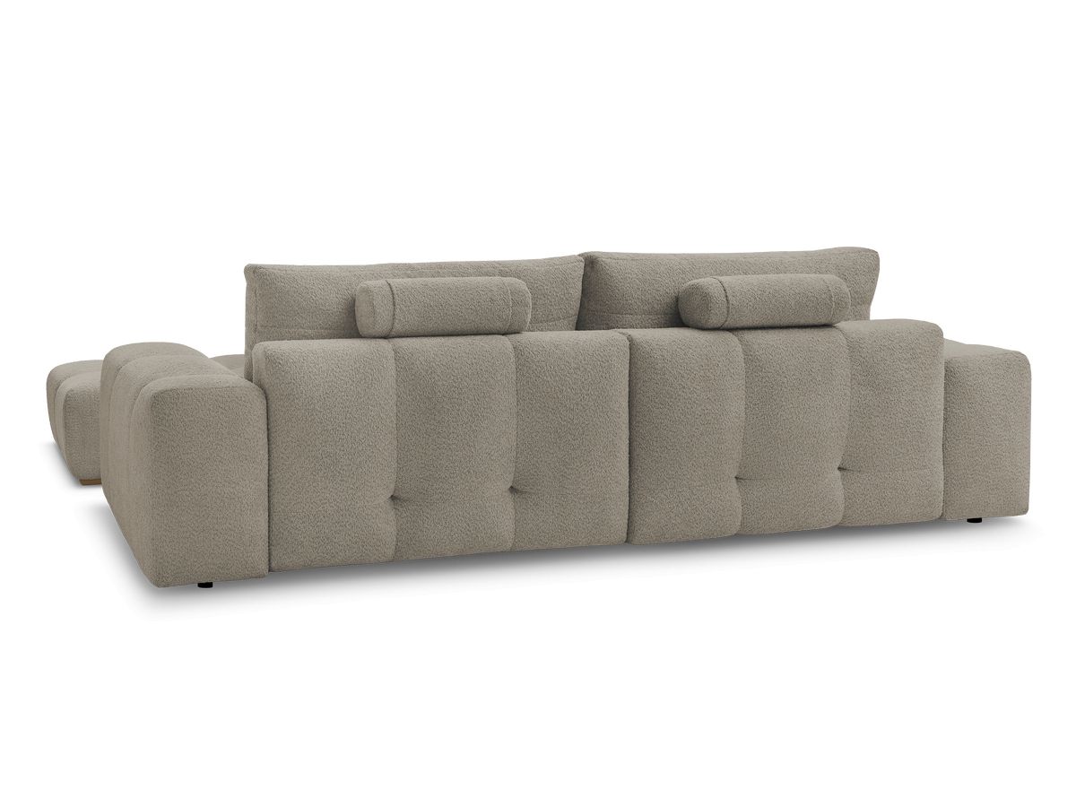 Canapé droit fixe 3 places ANAKIN tissu bouclette avec pouf