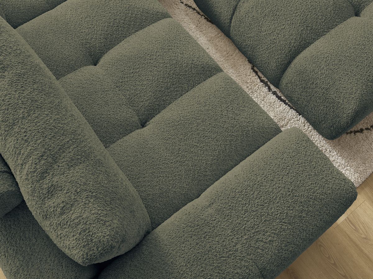 Canapé droit fixe 3 places ANAKIN tissu bouclette avec pouf