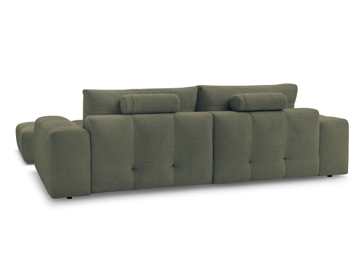 Canapé droit fixe 3 places ANAKIN tissu bouclette avec pouf