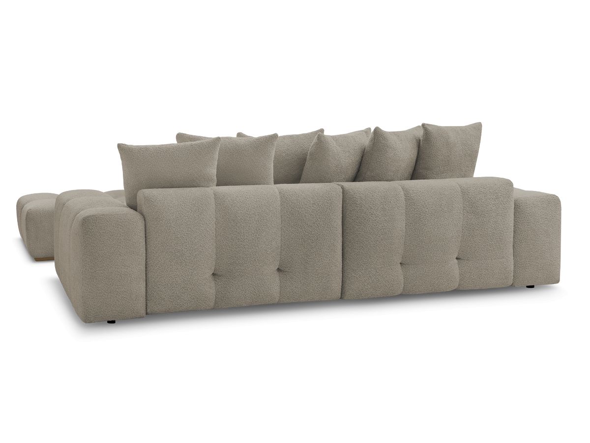 Canapé droit fixe 3 places ANAKIN tissu bouclette avec pouf