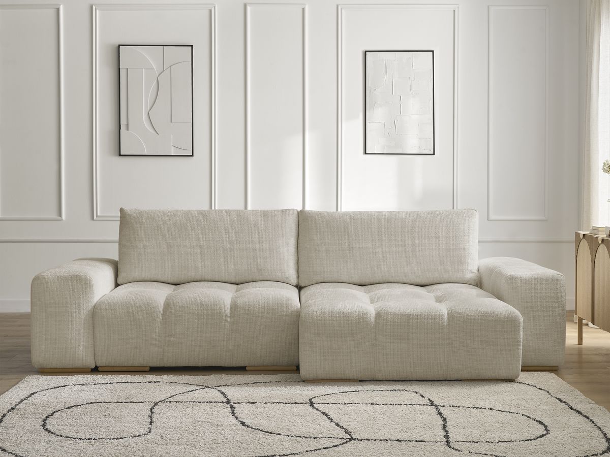 Canapé d'angle réversible convertible coffre ANAKIN texturé beige — vue 5