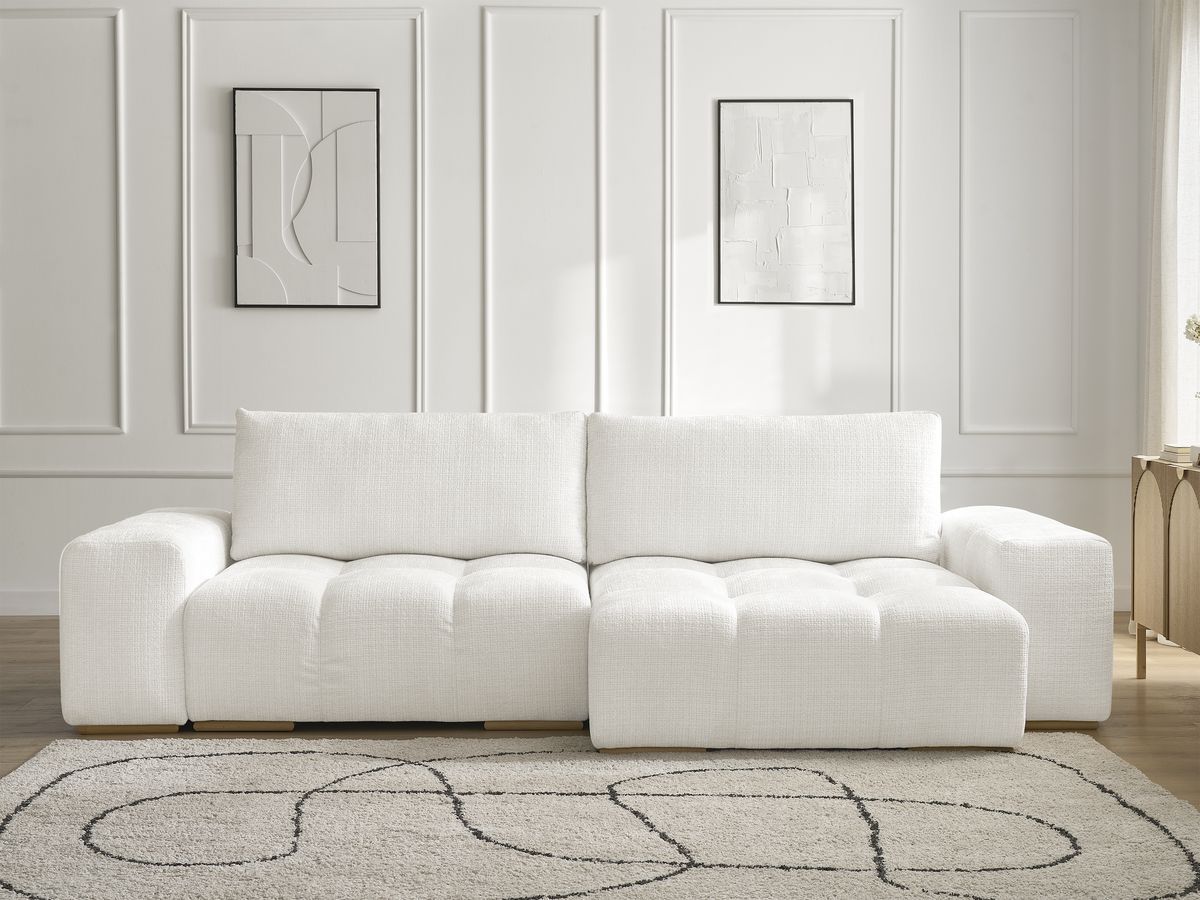 Canapé d'angle réversible convertible coffre ANAKIN texturé blanc — vue 5