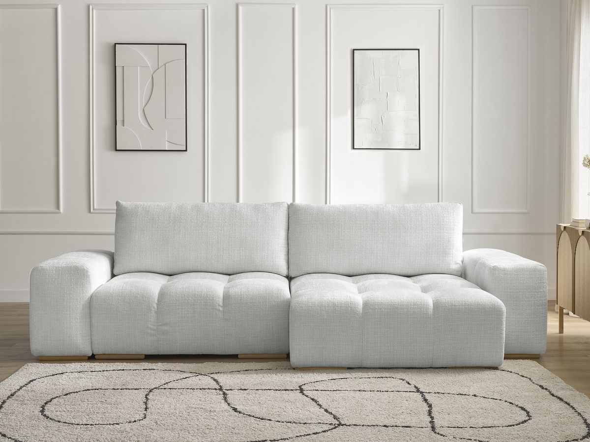 Canapé d'angle réversible convertible coffre ANAKIN texturé gris clair — vue 5